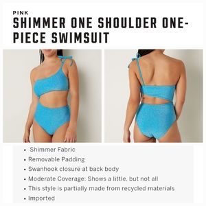 Victoria's secret pink very sexy shimmer one shoulder one-piece swimsuit SMALL
